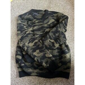 Lucky Brand Sweater L Large Camouflage Crewneck Knit Wool Blend NEW
